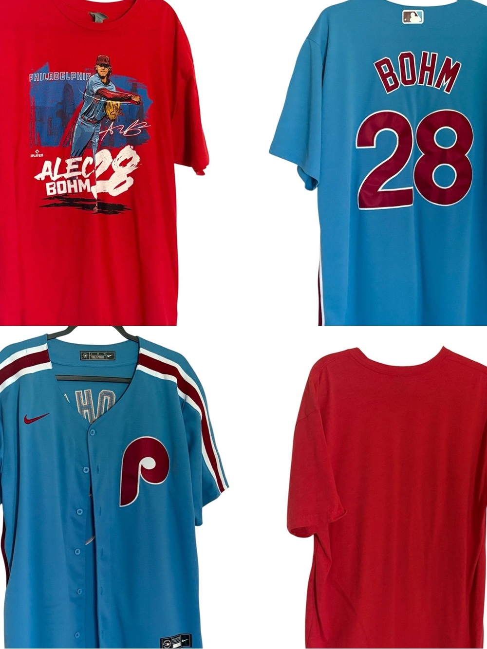 Nike Philadelphia Phillies Alec Bohm Jersey and T-Shirt
